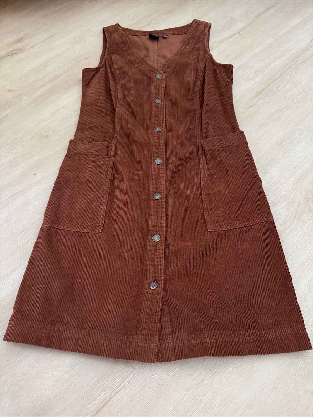 GAP 100% Cotton Rust Corduroy Button-Front Mini Dress